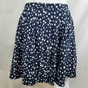 Forever 21 Essentials Navy Blue Polka Dot SKIRT Womens Size M Pleated A Line